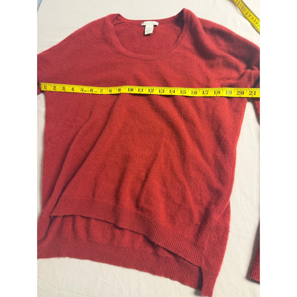 White + Warren Red 100% Cashmere V-Neck Raglan Long Sleeve Sweater Womens XS - Picture 3 of 4